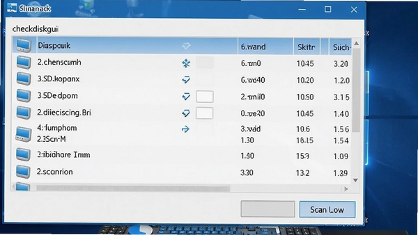 checkdiskgui�������ͼ��չʾ�����Ĵ����б���ɨ�谴ť������Ϊ���ĵ������滷��������ɫ��������Ϊ�������沼�ֹ�����ͼ�������ɼ������������ɾ�
