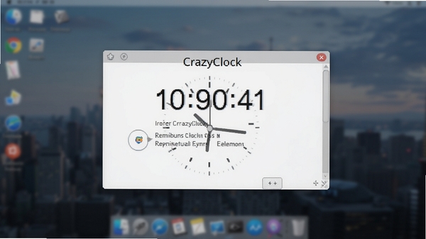 一张CrazyClock软件的闹钟提醒功能截图,画面中央显示一个闹钟弹窗,弹窗上有时间显示和提醒事项文字,背景是模糊的桌面壁纸,整体风格简洁清晰,突出软件的实用功能,画面中不要出现任何文字