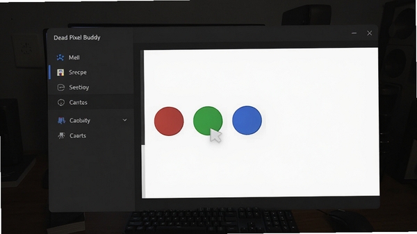 Dead Pixel Buddy��������Ԥ��ͼ����ʾ���˵��봿ɫ���Ի��棬����Ϊ��ɫ���滷�������������к�������ɫ�л���ť���������������ִ���ƽ����Ʒ��