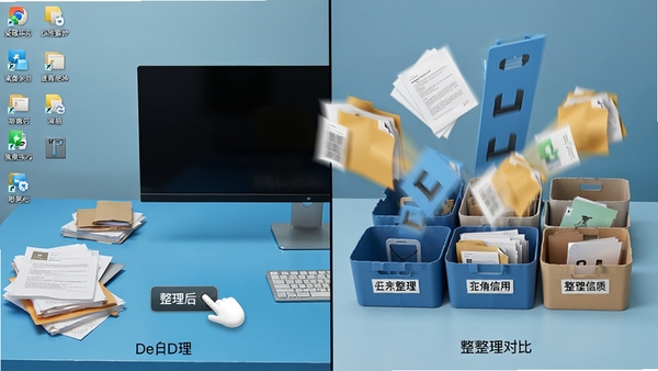 DeskDusterһ������������ʾ��������ɢ���Ÿ����ļ��Ϳ�ݷ�ʽ�����������ť���ļ��Զ������Ӧ�ķ�������У����ӱ�ǩ�����ɼ�������Ϊ�ɾ��Ĵ�ɫ���棬���涯̬��ǿ��ͻ������ǰ��Ա�Ч��