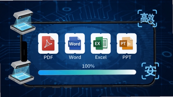 PDF�ĵ��ܼҸ�ʽת��������ʾ���ֻ���Ļ��ʾPDFתWord��Excel��PPT��ѡ��ͼ�꣬����Ϊ�Ƽ�����ɫ�����ļ�ת����������ʾ100%����Χ��ɨ���Ǻ�����ʶ����ţ����ָ�Ч�밲ȫ