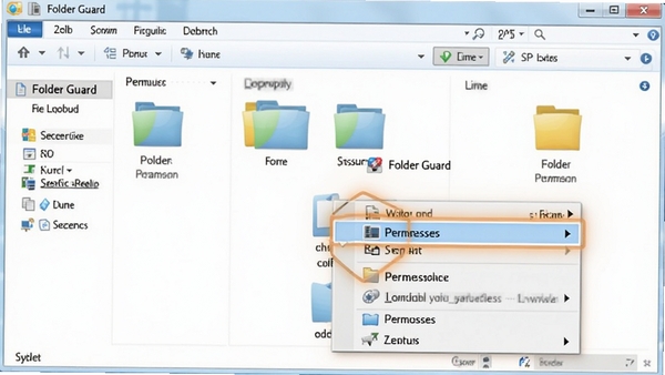 Folder GuardȨ�����ý��棬ͻ����ʾ�ļ����Ҽ��˵��е�Ȩ��ѡ�����Ϊϵͳ��Դ���������ڣ�ɫ������