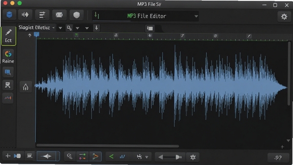 MP3 File Editor�����������ͼ��չʾ����Ƶ���α༭����͹��ܰ�ť���֣��������ִ�������Ϊ��ɫϵ��ͻ��������רҵ��