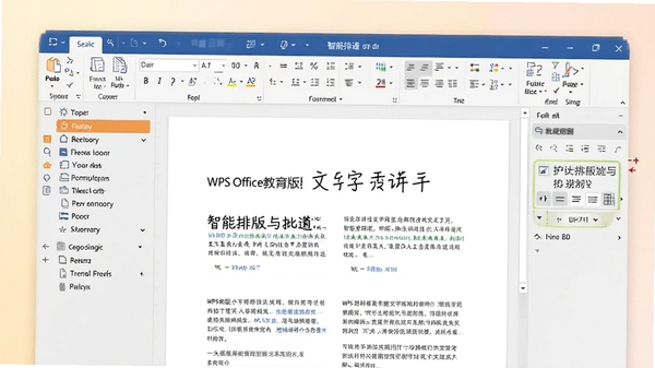 WPS Office���������ִ������ܽ�ͼ��չʾ�ĵ��༭���棬���Ŀ¼�������Ҳ��ʽ������������Ϊǳɫ���䣬ͻ�������Ű�����ע����