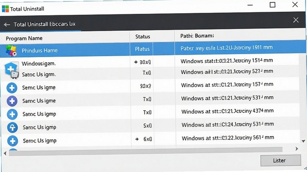 Total Uninstall ����Windows������������б����棬��ʾ�������ơ�״̬��·�����������ִ�����