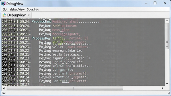 DebugView�����������ͼ����ʾʵʱ�����ĵ�����־������ڣ�����ʱ���������������Ϣ���ݣ�����������������Ϊǳ��ɫ���Դ��ڣ���������DebugView��Ŀ��ʾ