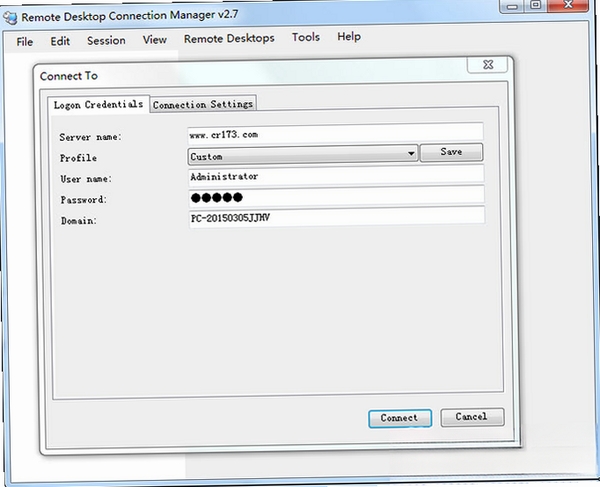 Remote Desktop Connection Manager运行截图