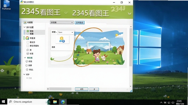 2345看图王软件在Windows电脑桌面上的运行效果图,图片展示软件设置选项,画面清晰,突出2345看图王软件名与友好的用户界面设计