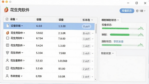 花生壳软件主界面截图,展示设备列表与映射状态,背景为浅色现代风格,界面清晰简洁,突出软件名称与核心功能区域