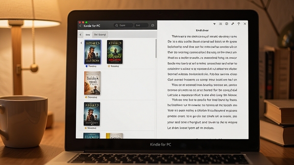 Kindle for PC �ڱʼǱ������ϴ򿪵Ľ��棬�����ʾ�鼮�б����Ҳ���ʾ�Ķ�ҳ�棬ůɫ���������鼮���������ɼ�����������ܰ���ʣ�4k����ϸ��