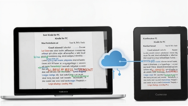 Kindle for PC ��ͬ������ʾ��ͼ��һ̨�ʼǱ����Ժ�һ���������Ķ������Űڷţ���Ļ����ʾ��ͬҳ�棬�м����ƶ�����ͼ�꣬��������������ִ���