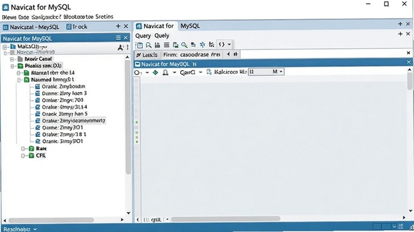 Navicat for MySQL 主界面预览图,展示左侧连接树与右侧查询编辑器,整体风格简洁专业,色彩以蓝白为主,界面布局清晰,突出数据库管理工具的实用性与现代感