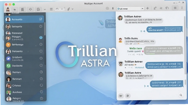 Trillian Astra �������ͼ������˻��б����Ҳ����촰�ڣ��������ִ���࣬ɫ�����£�ͻ�����˻��ۺϹ��ܣ���������Ϊ����Logo������Ϊ����ɫ����
