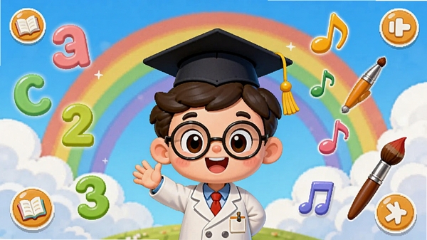 �ٶ�����С��ʿ�����棬ɫ�������Ŀ�ͨ���������һ���ɰ���С��ʿ��ͨ����ͷ��ѧʿñ��������������ƺͲʺ磬��ΧƯ������ĸ�����֡����������ʵ�Ԫ�أ����廭����ܰ���ã��ʺ϶�ͯ��������Ԥ��ͼ