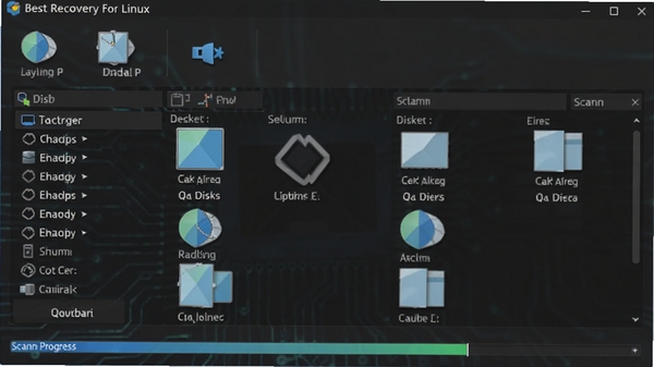 Best Recovery For Linux ����������Ԥ��ͼ��չʾ���̷���ѡ���б���ɨ�������������Ϊ��ɫ���������棬ͼ�������������Χרҵ�Ͻ�