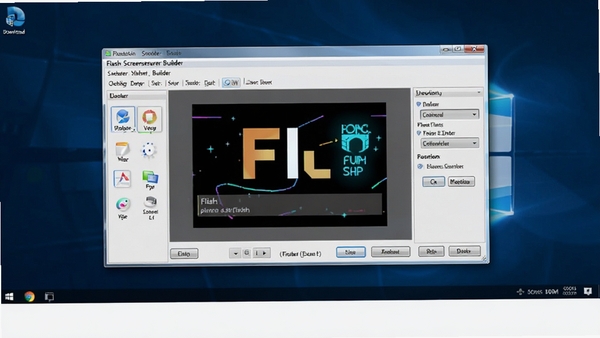 һ���ִ����ĵ������棬��Ļ����������Flash Screensaver Builder�������棬��������ʾ��Flash����Ԥ�����棬��Χ�и�������ѡ��Ͱ�ť�������Ǽ�������ɫ����ͻ��������רҵ�Ժ������ԣ����廭������������������������վ���������