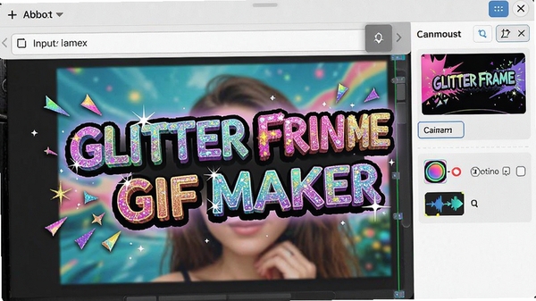 Glitter Frame Gif Maker���ֱ༭���ܲ�����ͼ��������ʾ�����Ͷ���Ч��ѡ�����Ϊ�༭�е�ͼƬ�زģ�ɫ������ͻ��������Ч