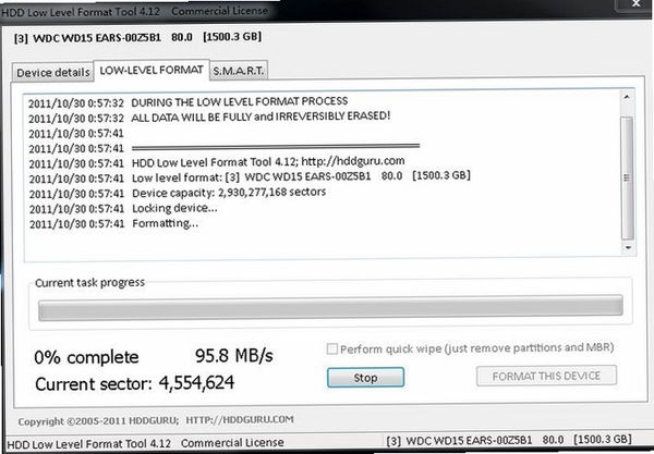 HDD Low Level Tool运行截图