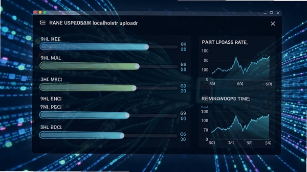localhostr uploadr正在高速上传文件的动态界面,多条进度条并行推进,图表显示实时上传速率与剩余时间,背景为流动的数据光效,营造出高效迅捷的视觉感受