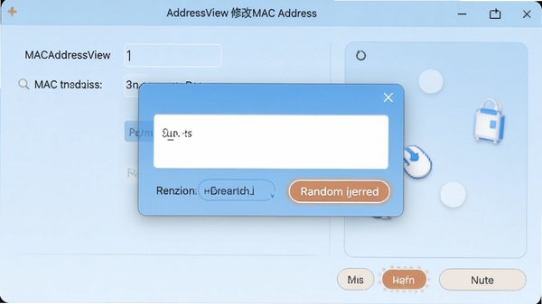 MACAddressView �޸�MAC��ַ�������棬��ʾ�༭�Ի����������ɰ�ť������Ϊ����ɫ���䣬����Ԫ�ز��ֺ�����ǿ�����ܰ�ť��������