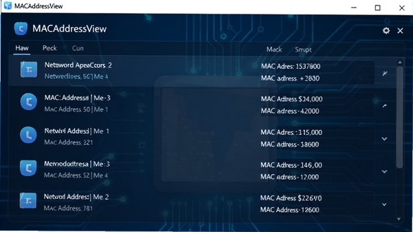 MACAddressView �����������ͼ��չʾ�����������б���MAC��ַ��Ϣ������Ϊ����ɫ�Ƽ���񣬽�����������ͼ�������ʾ�������Χרҵ���ִ�