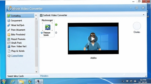 硕思视频转换器(Sothink Video Converter)主界面截图,展示简洁的工具布局,左侧为功能列表,右侧为视频添加区域,背景为干净的Windows桌面环境,整体色调以浅蓝和白色为主,画质清晰明亮
