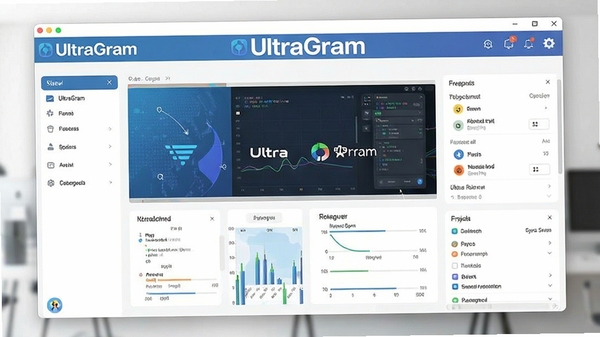 UltraGram软件主界面全景预览图,展示其功能模块布局与现代化UI设计风格,整体画面明亮清晰,突出软件名称UltraGram标识。