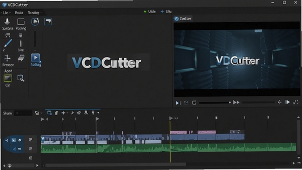 VCDCutter��Ƶ���������������ͼ����ʾ���Ĺ��߲��ֺ�Ԥ�����ڣ�����Ϊ��ɫרҵ���ͻ����������VCDCutter��ʶ