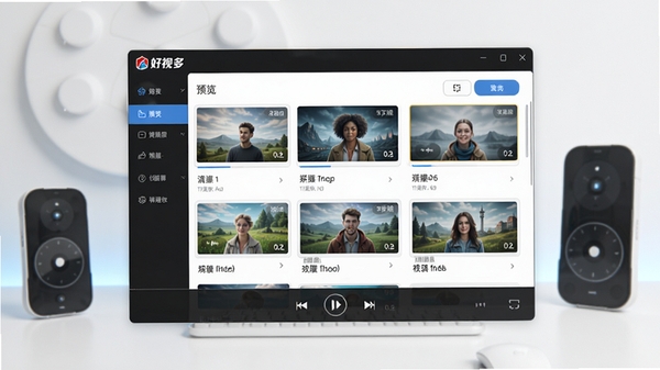 好视多软件主界面预览图,展示其简洁的视频列表布局与播放控制按钮,背景为现代智能设备操作场景,画面清晰明亮,突出软件核心功能与品牌标识
