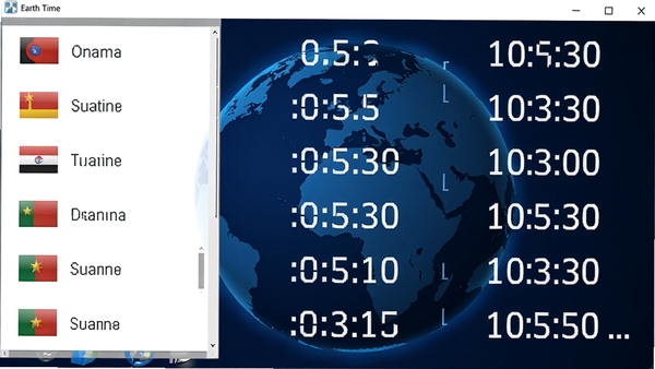 ����ʱ��(Earth time zone)��������������ͼ�������ʾ������ҳ������ƣ��Ҳ��Ӧ��ʾ��ͬʱ����ʱ�䣬����Ϊ����ɫ����ͼ����������������ʱ������������Ŀ���������ִ��Ƽ��У�������������չʾ