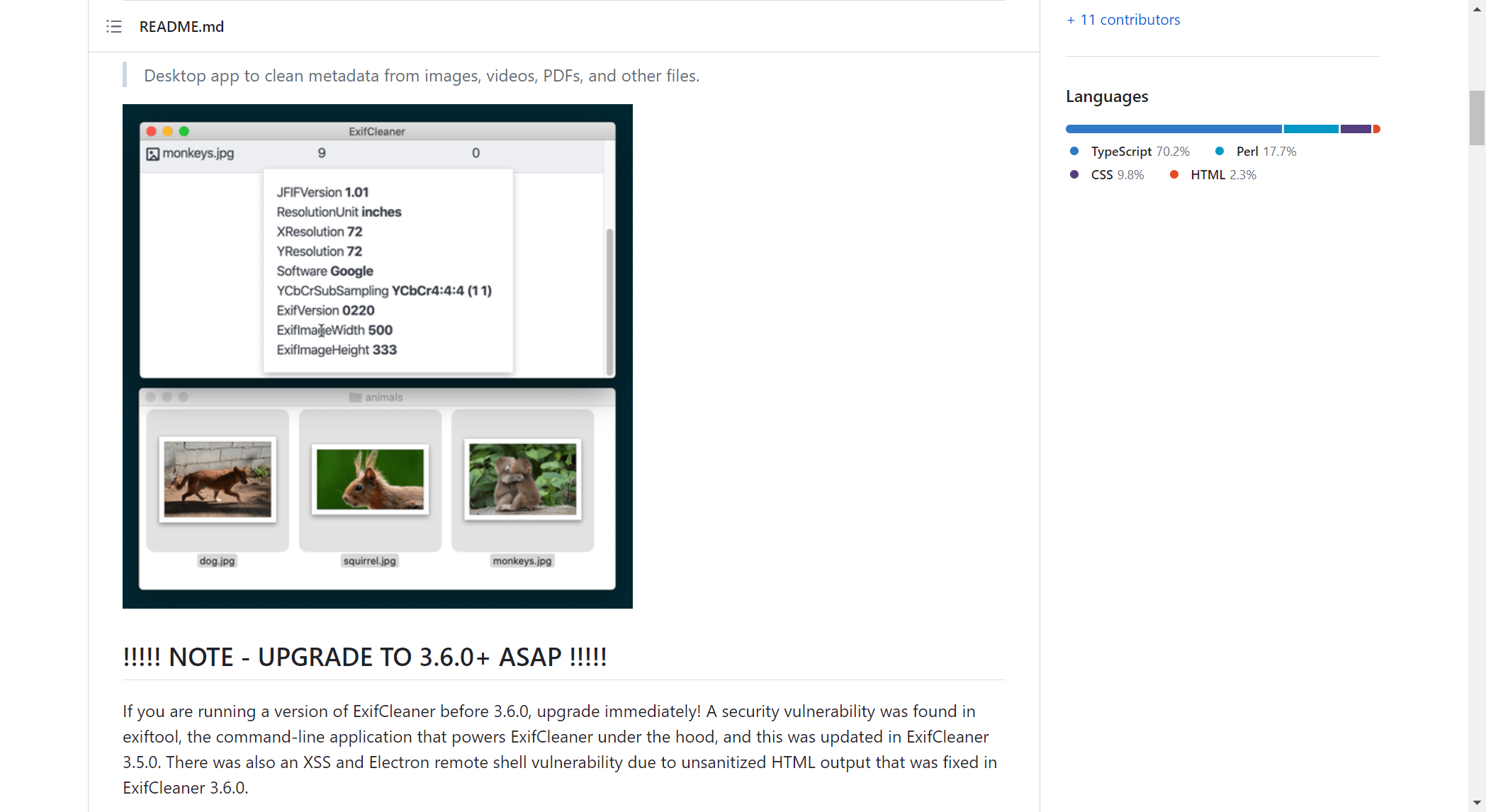 ExifCleaner�Ա�����ǰ����Ƭ��Ϣ�仯