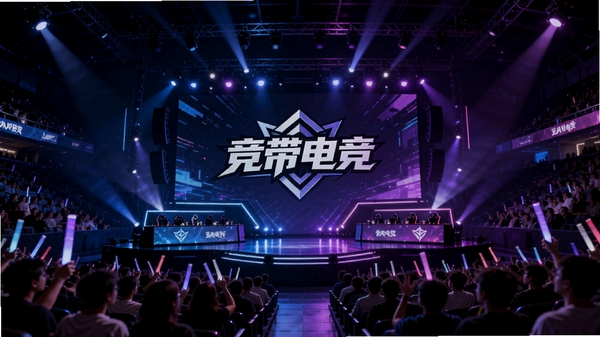 �羺�����ھ�������̨����Ļ��ʾ�������羺��LOGO����̨�ƹ�������ɫΪ��������ϯ�ϻ�����ӫ�������������Ƽ��������ҵ����·�Χ�����幹ͼ���㣬ϸ�ڷḻ���ʺ���Ϊ������ҳ���