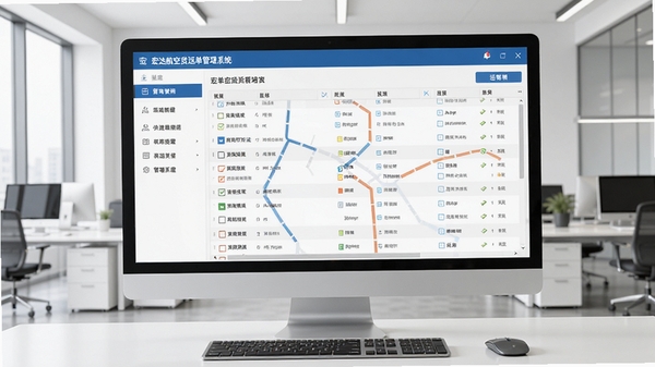 宏达航空货运单管理系统主界面预览图,展示软件在电脑桌面运行的完整界面,包含左侧功能导航栏与右侧运单数据列表,背景为现代简洁的办公室环境,画面清晰明亮