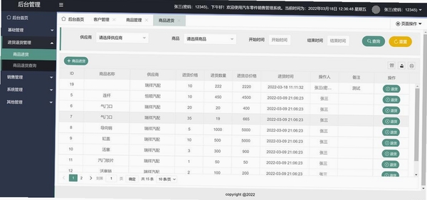 汽车用品销售管理系统运行截图