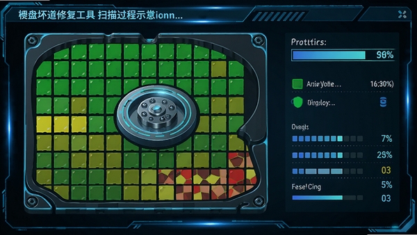 Ӳ�̻����޸�����ɨ�����ʾ��ͼ��Ӳ�̱����ֳ��ڶ�С������ɫ������������ɫ�������棬��ɫ����������������н��ȰٷֱȺ�ͳ����Ϣ��������Ƽ���ǿ