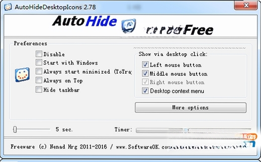 AutoHideDesktopIcons自动隐藏桌面图标运行截图