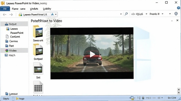 Leawo PowerPoint to Videoת����ɽ���ʾ�⣬չʾ��Ƶ�ļ����ļ����гɹ����ɵĳ���������ΪWindows��Դ���������ڣ���������ļ��б�������������ɫ����Ȼ