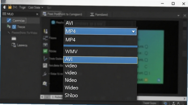 Leawo PowerPoint to Video��ʽѡ�������д��չʾ�����˵����г��Ķ�����Ƶ��ʽѡ�����AVI��MP4��WMV�ȣ�����Ϊ���������ڣ�������ʾ��ǰѡ�еĸ�ʽ��Ŀ