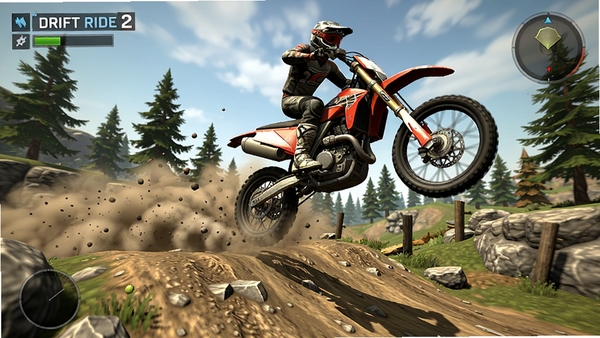 DRIFT RIDE 2 ʵ����Ϸ��ͼ��չʾһ��Ħ�г�����᫵������ϸ�����ʻ��������б׼����Ծ�����ִ��������������������չ��������ײ��ĳ�������Ч������Ϸ���ʾ�ϸ������ϸ�ڷḻ��������ľ����ʯ����ȻԪ�ء�