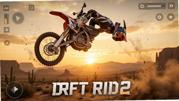DRIFT RIDE 2 ��Ϸ���Ӿ�ͼ��һ��ԽҰĦ�г��ڿ���������շ��ؼ������������ǿ����Ļ�Ұɽ����Ϧ����������������������У�ǿ��Ħ�г���ϸ���볾�������Ч������ϷUI�������࣬����ɫ��ƫů�����ø�������ȾЧ�����ʺ���Ϊ��Ϸ�������档