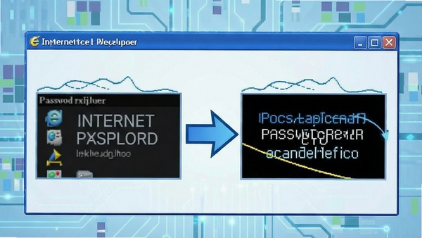 Internet Explorer Password Revealer����ʾ��ͼ��չʾ��������ص���ʾ�Ĺ��̣��������ֱ�ۣ����������ļ�ͷָʾ������Ϊ����ɫ�Ƽ��з��