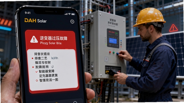 DAH Solar ���ܸ澯����ʾ��ͼ���ֻ���Ļ����ʾ��ɫ�澯��Ƭ������Ϊ�������ѹ���ϣ��������Ų齨���б�������Ϊ����ʦ���ڼ�����豸��������м����к;�ʾ��Χ