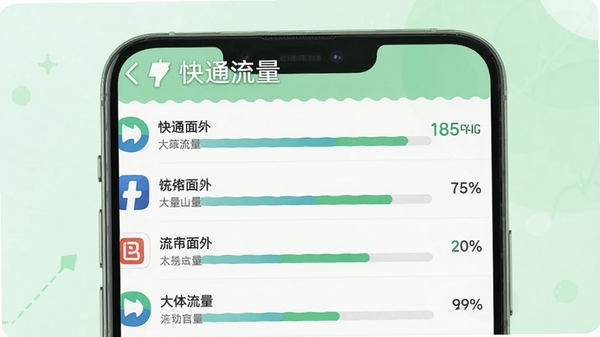 ��ͨ����Ӧ���������н��棬�б�չʾ��Ӧ������ռ�ȣ�����Ϊ����ɫ���·��ͻ���������ƿ�ͨ����������ϸ�壬�ʺϹ���չʾ