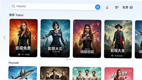 影视大全免费主界面截图,展示简洁的首页布局,顶部为搜索栏,中间是推荐海报轮播图,下方是分类导航模块,整体风格清新明亮,色彩鲜艳,突出视频聚合播放的核心功能,画面比例为16:9,高清画质