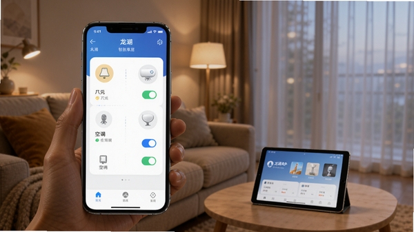����APP���ܼҾӿ��ƽ��棬�ֻ���Ļ��ʾ�ƹ⡢�յ����������豸���أ���������ܰ�Ŀ�����ɳ���Ϸ���һ̨ƽ����ԣ��ƹ���ͣ�ͻ���Ƽ��������ںϵ����ʸС�