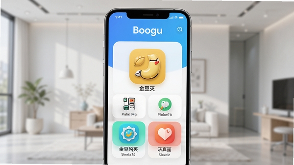 �𶹼�Ӧ��������Ԥ��ͼ��չʾ����ģ�鲼�֣�����Ϊ�ִ���Լ����ֻ���Ļ���У�ɫ������������ͻ������������ͼ�꣬����Booguģ������