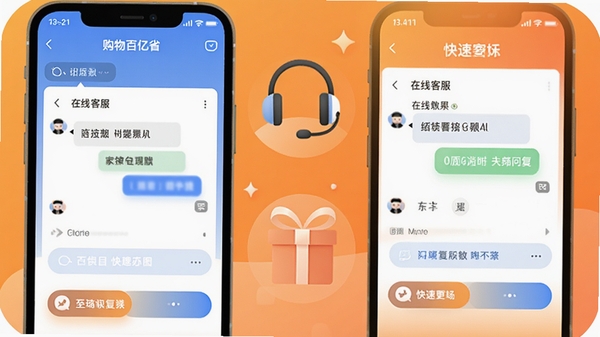 �ҵ繺�����ʡAPP�Ŀͷ�֧�ֽ��棬��ʾ���߿ͷ��Ի��������ݻظ���ť������Ϊ��ܰ�ĳ�ɫ���䣬���ж��������ͼ��Ԫ�أ���������Ѻã���ƽ�����