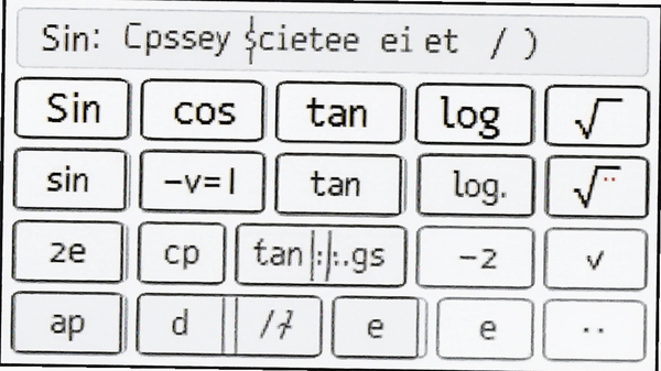 简洁计算机科学计算模式界面图,屏幕上显示sin、cos、tan、log、√等科学运算按键,界面布局紧凑清晰,背景为白色,突出专业感与实用性