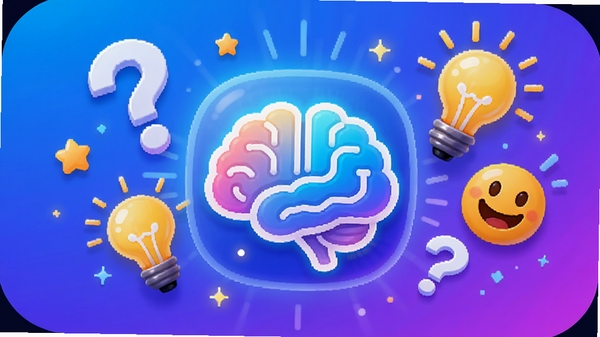 脑洞真的神 软件主界面预览图,画面中央是一个发光的大脑图标,周围环绕着问号、灯泡和笑脸元素,背景采用渐变的蓝紫色,整体风格活泼明快,突出益智解压氛围,画面清晰,色彩饱和,适合作为软件宣传图。