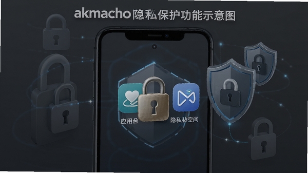 akmacho��˽��������ʾ��ͼ���ֻ���Ļ��ʾӦ��������˽�ռ�ͼ�꣬����Ϊ���ɫ���������������Ԫ�أ�ǿ����ȫ�������ԡ�